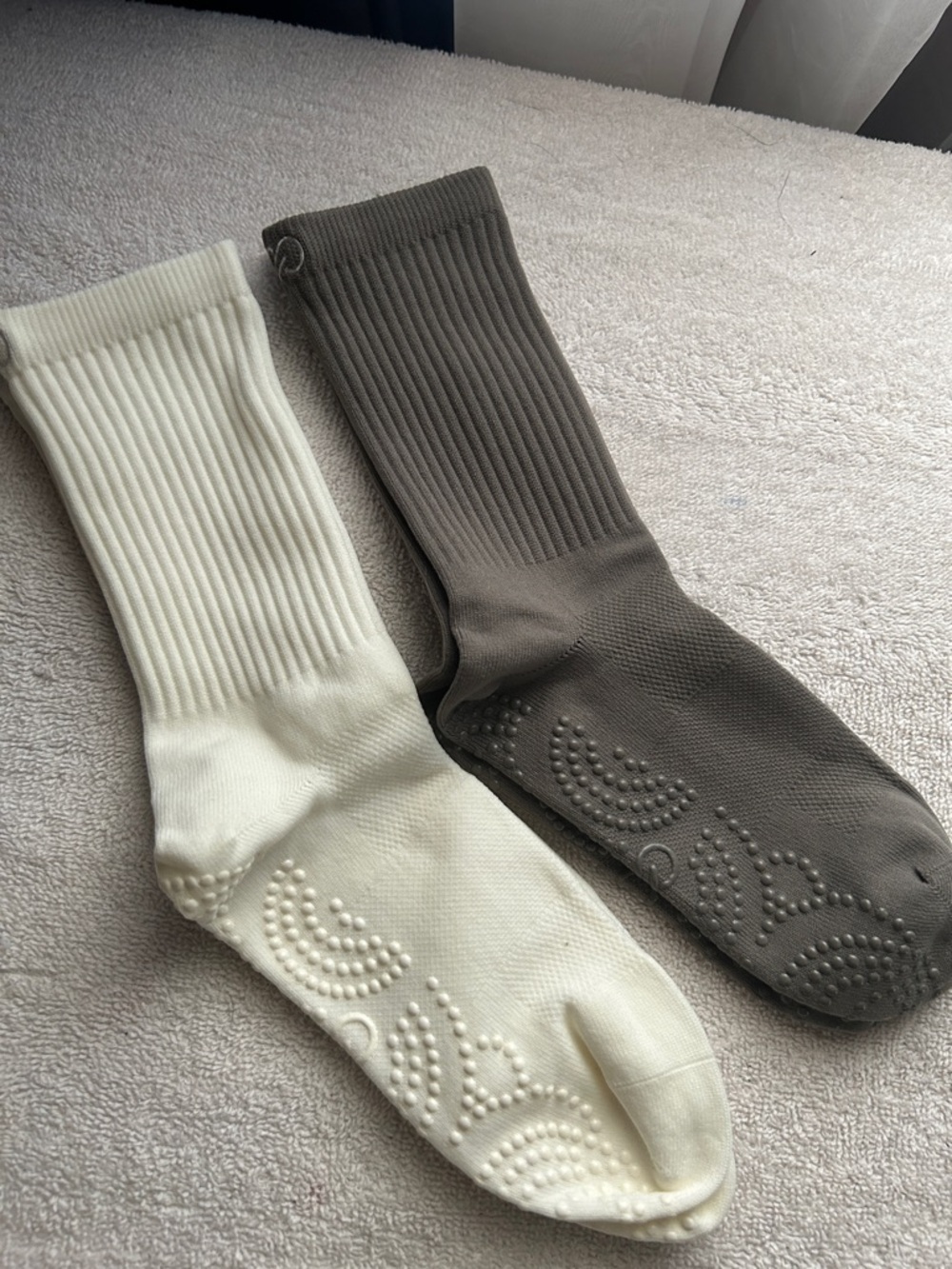 Calia Non-Slip yoga Pilates  Grip Socks for Women - Cream & Brown